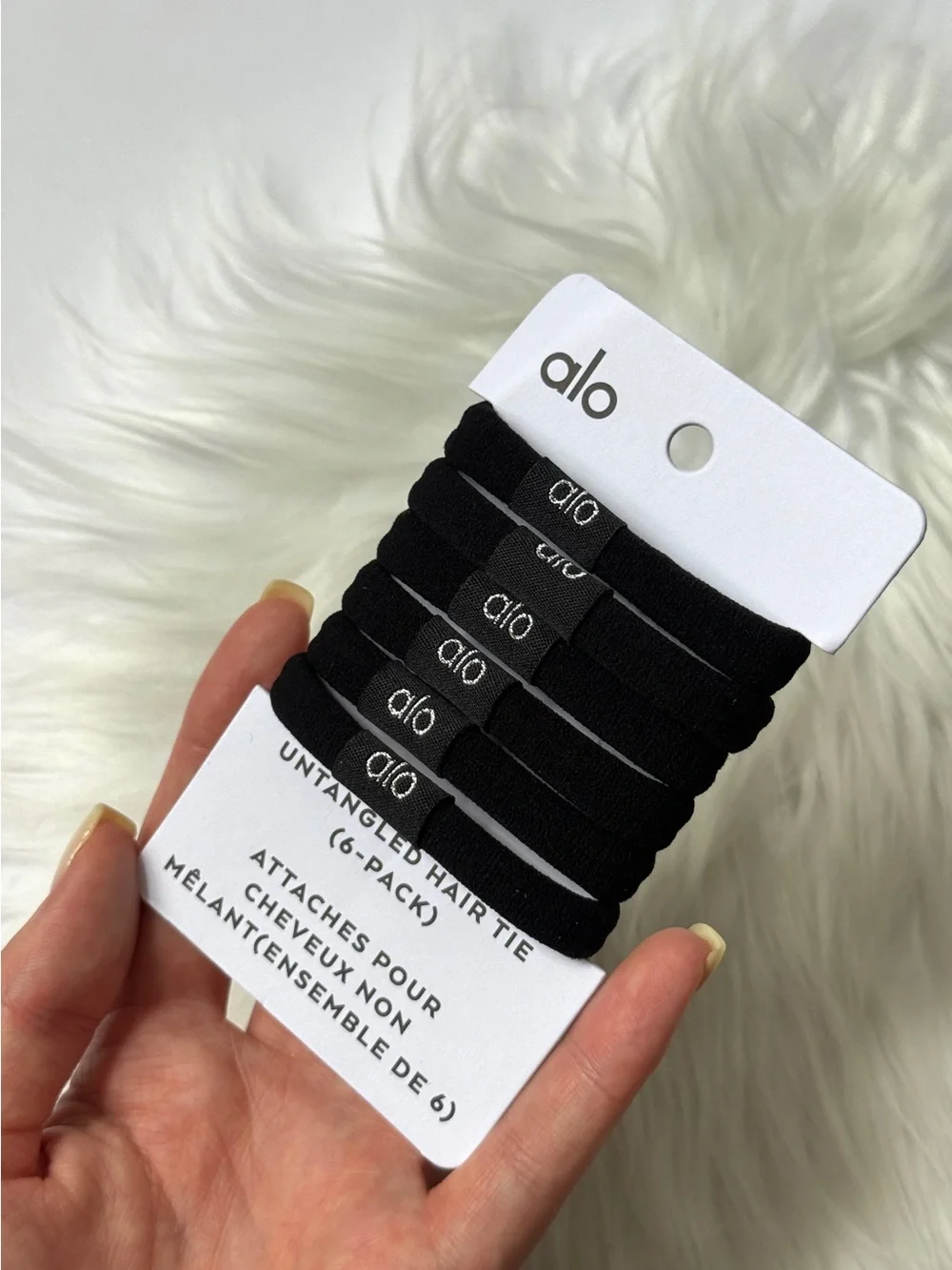 Alo Yoga Black Untangled Hair Tie Set (6-Pack) New